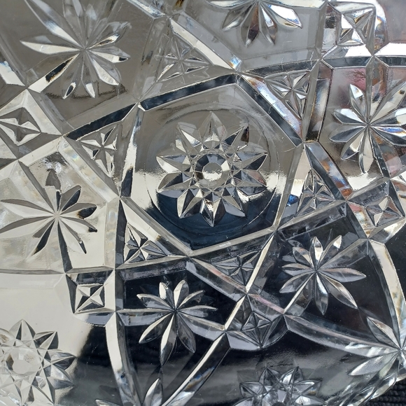 Vintage Anchor Hocking Star Of David Prescut Glass Plate 13.5" - Picture 9 of 15